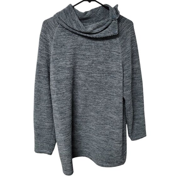 CJ Banks Sweater Cowl Neck Womens Size X Fall Cozy Gray Black - Picture 1 of 7